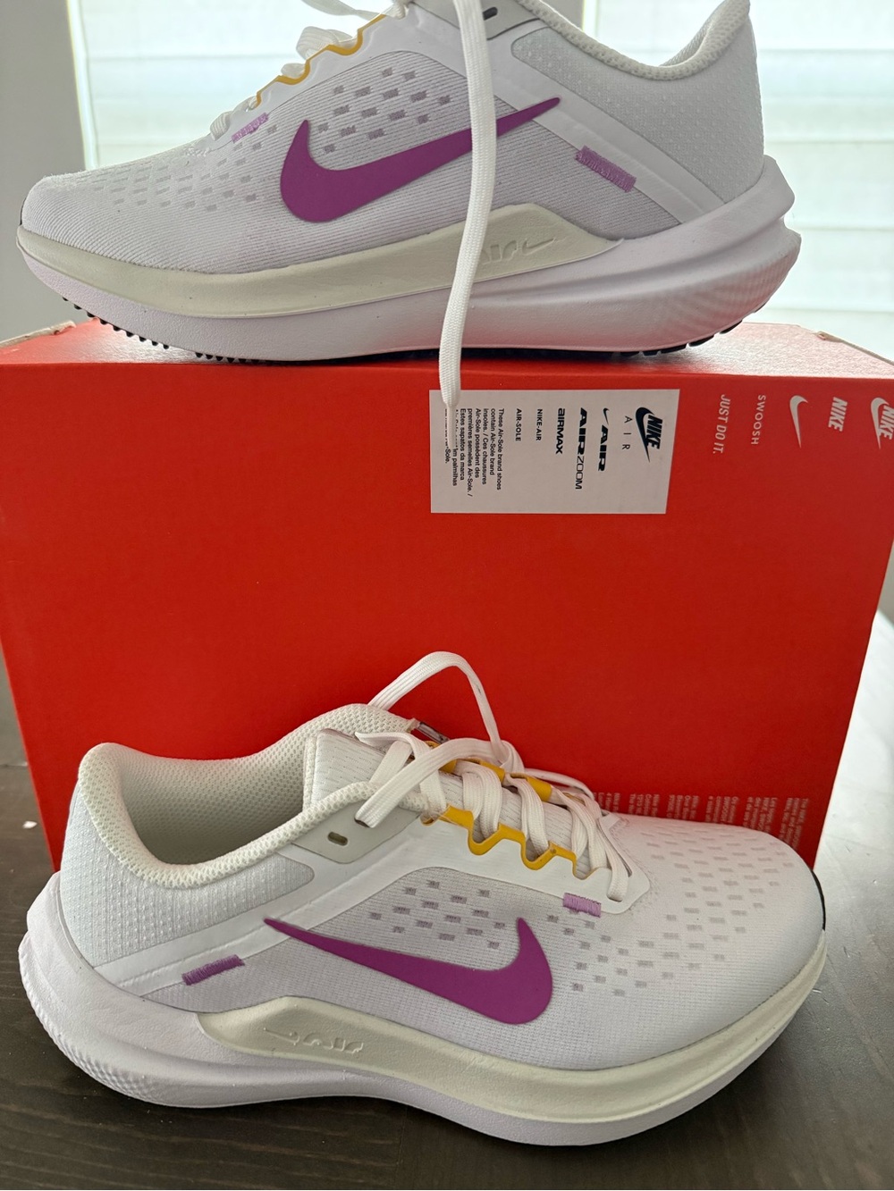 Nike White and Purple Women's Running Shoes